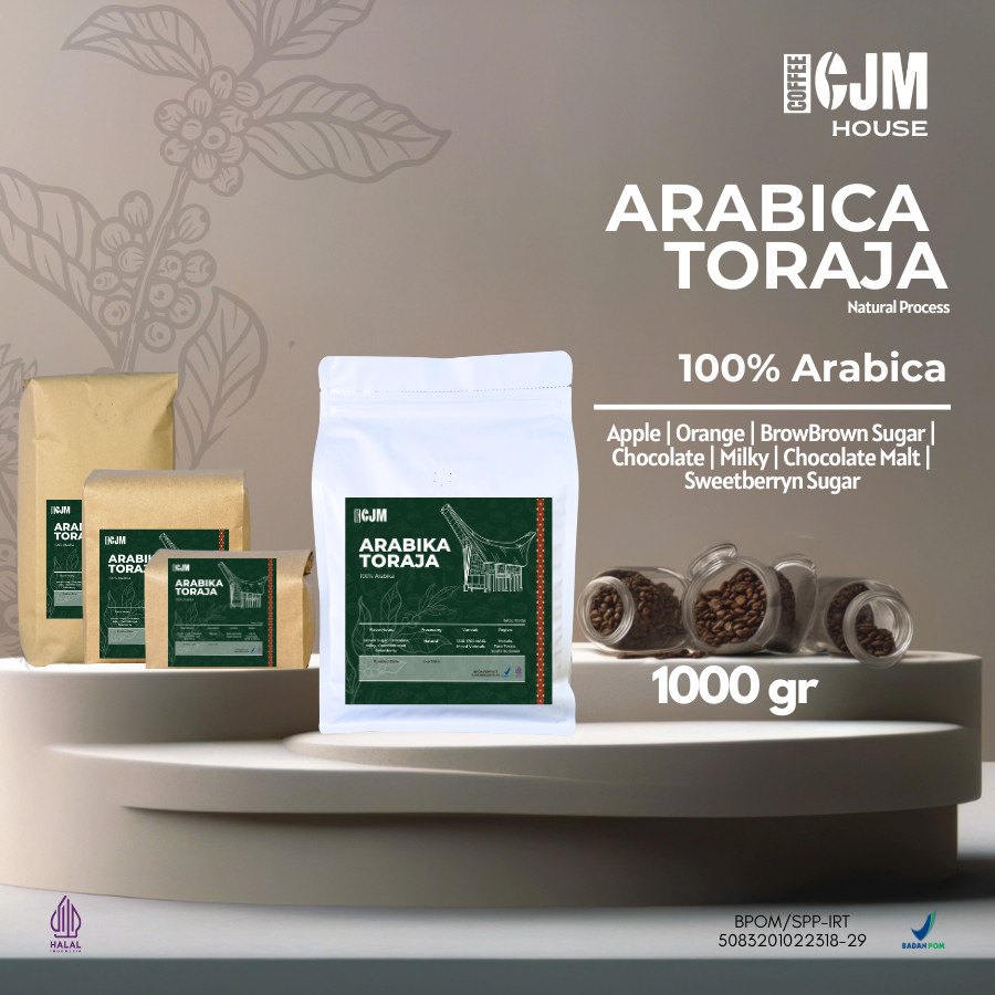 

1000gr Pure Arabika Toraja Natural | CJM Coffee House | Kopi Toraja Natural | Toraja Premium Coffee