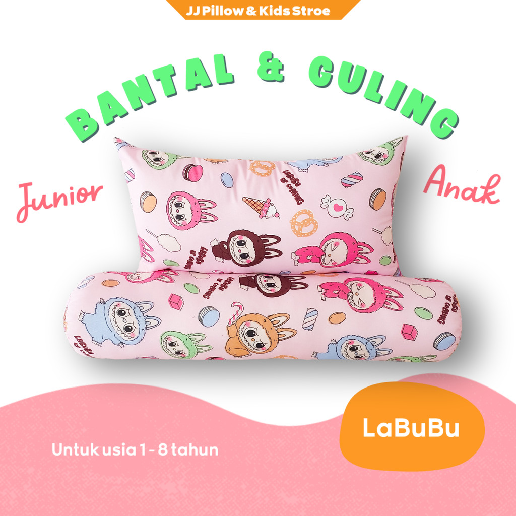 Bantal anak  | 1 Set Bantal & Guling LaBuBu Anak Perempuan Pink