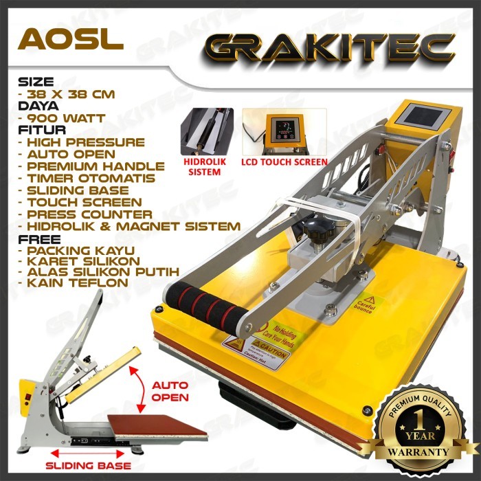 Mesin Press Sablon Kaos Otomatis Auto Open Sliding Digital 38X38