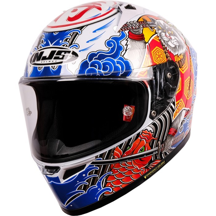 Njs Zx-1R Fiberglass Bushido White Pearl - Helm Full Face