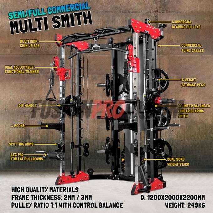 NEW Smith Machine Multi Bench Press Adjustable HomeGym Fitness Import 3058