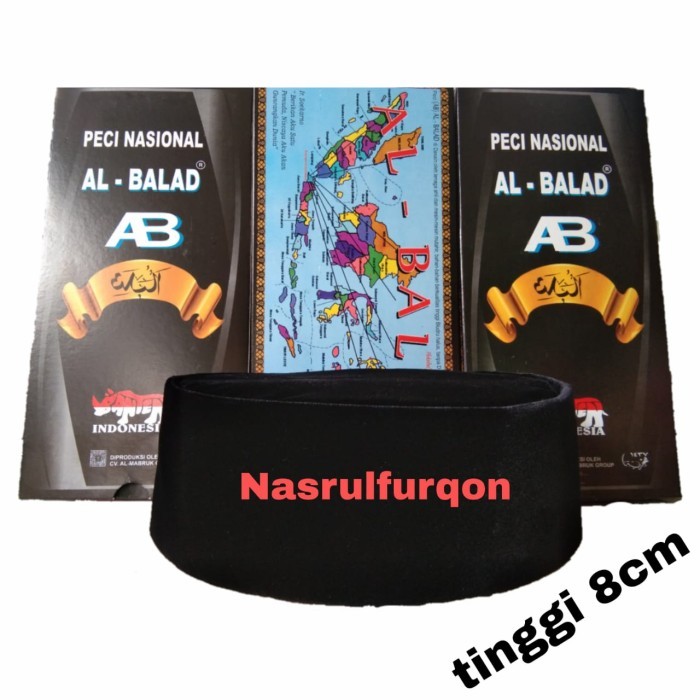 Peci peci KOPEAH AL BALAD tinggi 8-9-10-11-12cm - tinggi 8cm, No 10 laki-laki songkok hitam kopiah t