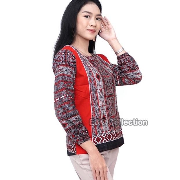 Atasan Batik Wanita Motif Tenun Unique - Blouse Batik Wanita