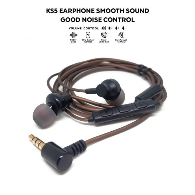 Produk Baru KS5 HiFi Bass Headset Monitor Low Noise Earphone With Mic Smule PUBG
