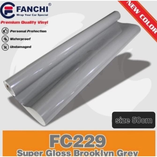 

SPESIAL ROLL STICKER FANCHI FC229 SUPER GLOSSY BROOKYLN GREY 50CM X 8,5M ROLL