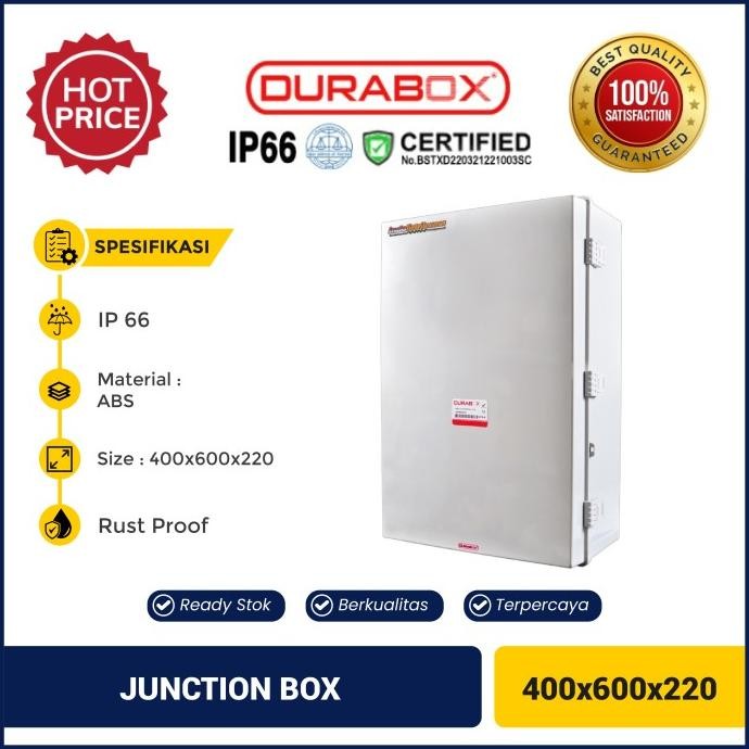 Box Panel Plastik 400x600x220 mm ABS Junction + Base Plate Durabox