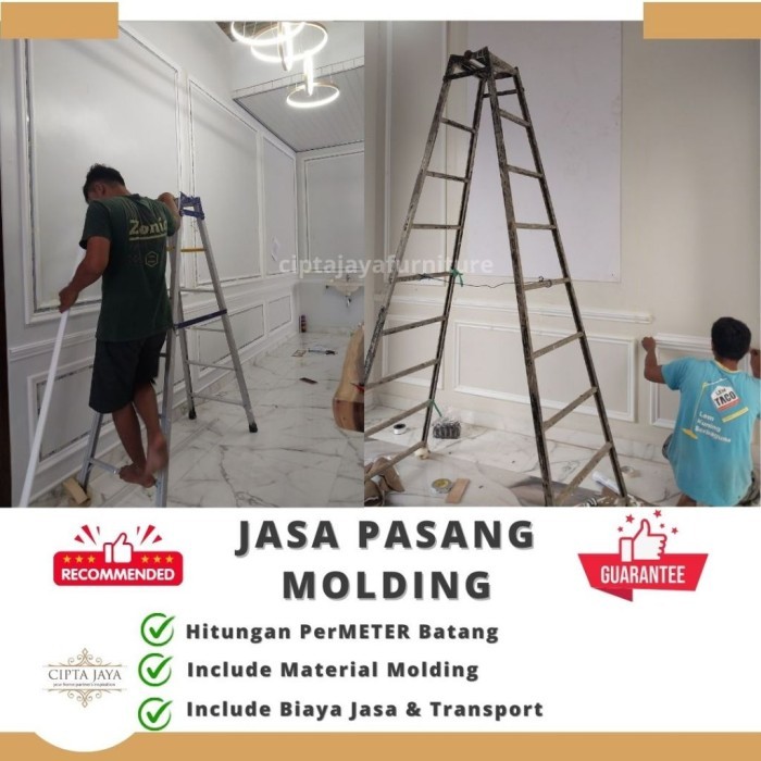 Jasa Pasang Wall Molding Moulding PVC Hiasan Dinding Permeter Jabodetabek 36 meter batang hingga 100