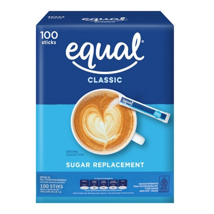 

Equal Classic Stick Sweetener Zero Calorie / Pemanis Pengganti Gula