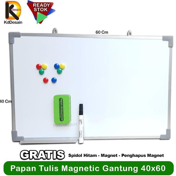 

NEW Papan Tulis Whiteboard Magnetic Gantung 40x60 Spidol Hitam Mgnet Hapus