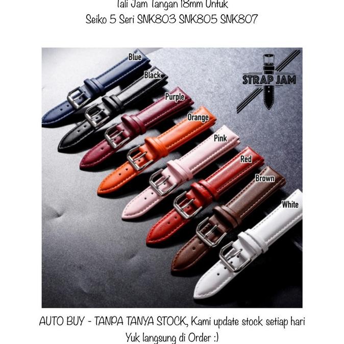 BEBAS ONGKIR - WMN 18mm Tali Strap Jam Kulit Untuk Seiko 5 Seri SNK803 SNK805 SNK807