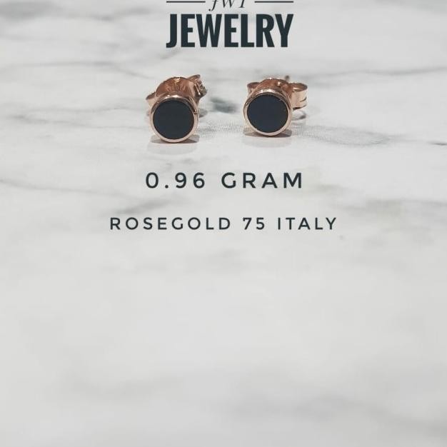 Giwang Anting Emas Fashion Tindik Bla Round Hitam Simple Manis