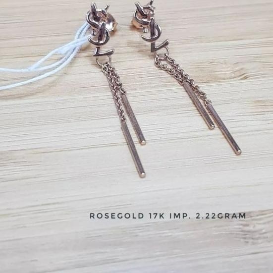 Giwang Anting Tarik Panjang Emas Fashion Manis Ringan Italy