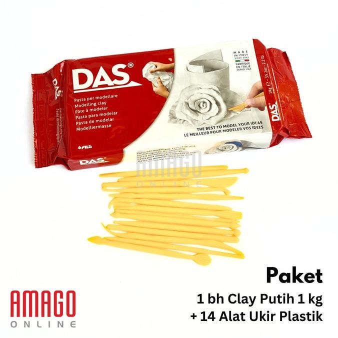 

Terlaris Paket Murah DAS Modelling Clay 1 kg + 1 set 14 Alat Ukir Plastik COD