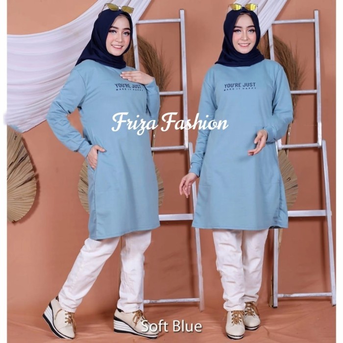 Promo TUNIK KAOS WANITA MODEL POLOS (Size XL) - Biru Mint, M