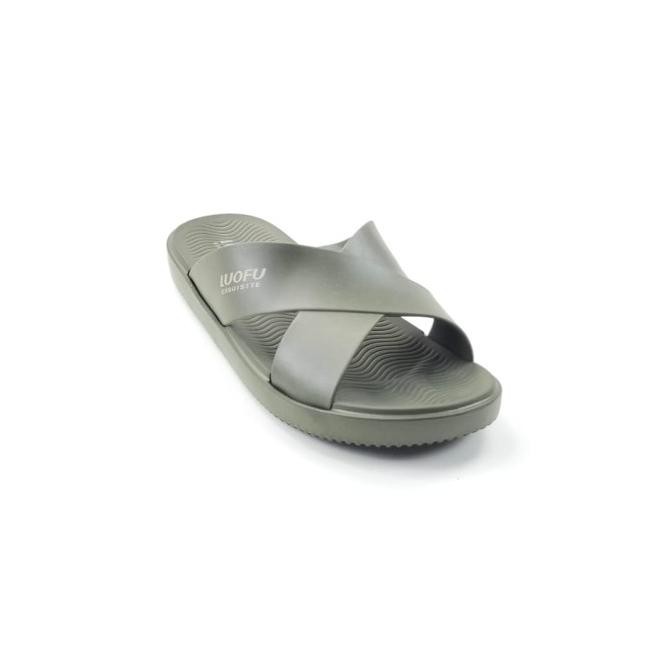 Jelly Sandal Pria Silang Luofu Cowok Karet Selop E6196Bm5C