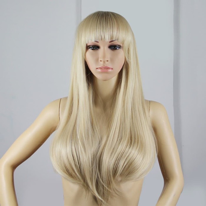 Wig blonde dengan poni Blonde Bangs