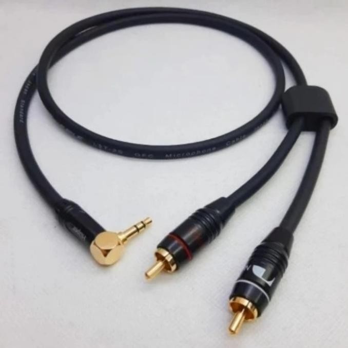 socket - Kabel Aux 1-5mtr Jack 3.5mm Model L To RCA Nakamichi Cabang