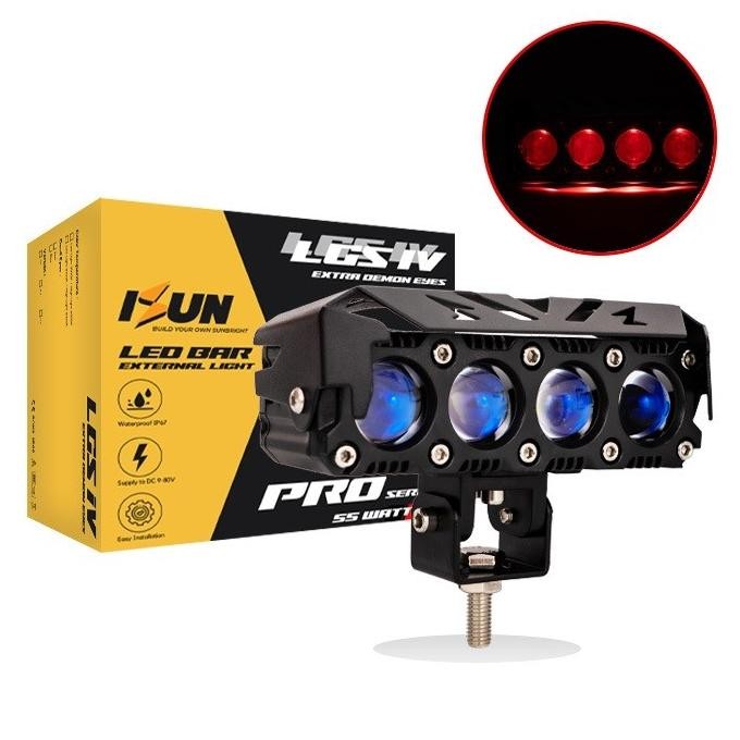 

BLUE- ISUN LED BAR LGS 4 PRO-SERIES DENGAN BLUE LENS DAN DEMON EYES DC9-36V/60W