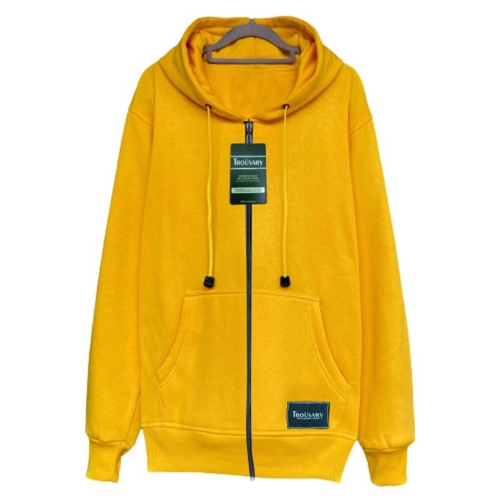 BISA BAYAR DITEMPAT Jaket Sweater Zipper Hoodie Pria Wanita Polos Resleting Hijau Mint S - Kuning, S