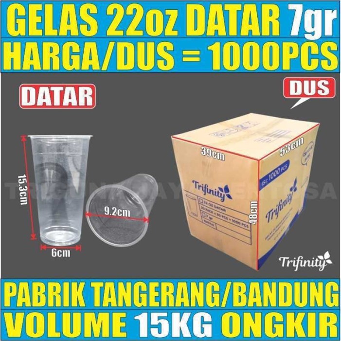 GELAS OZ RATA 22OZ DATAR CUP PLASTIK MURAH PER DUS JSKRM