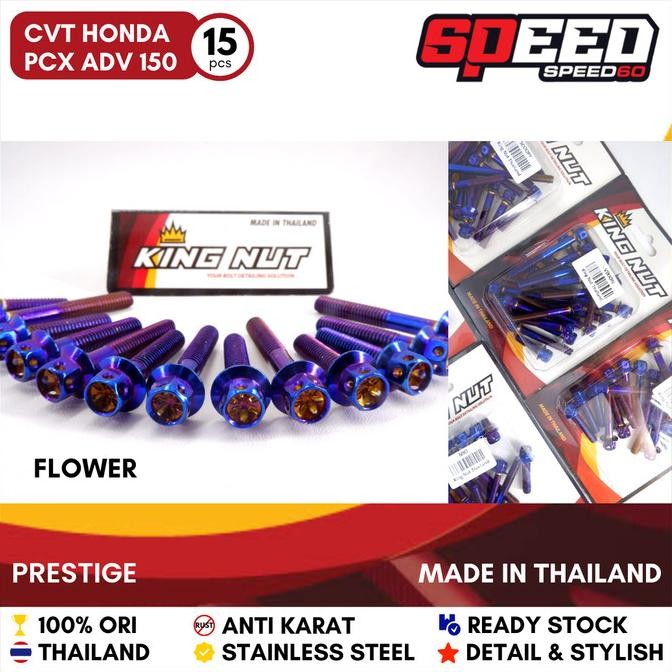 

BLUE- BAUT CVT PCX ADV LOKAL 2018 2019 BLUE PROBOLT STAINLESS KING NUT THAI