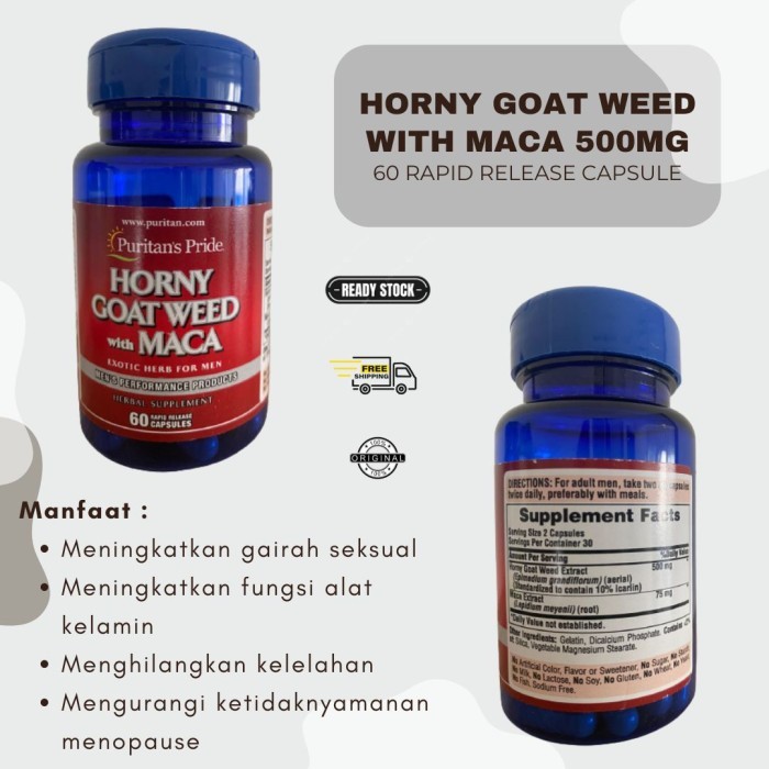 Terbaru Puritan Pride Vitamin Obat Horny Goat Weed With Maca 500 Mg