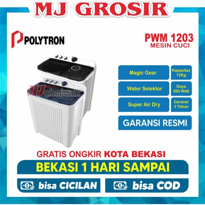MESIN CUCI POLYTRON PWM 1203 12KG 2 TABUNG