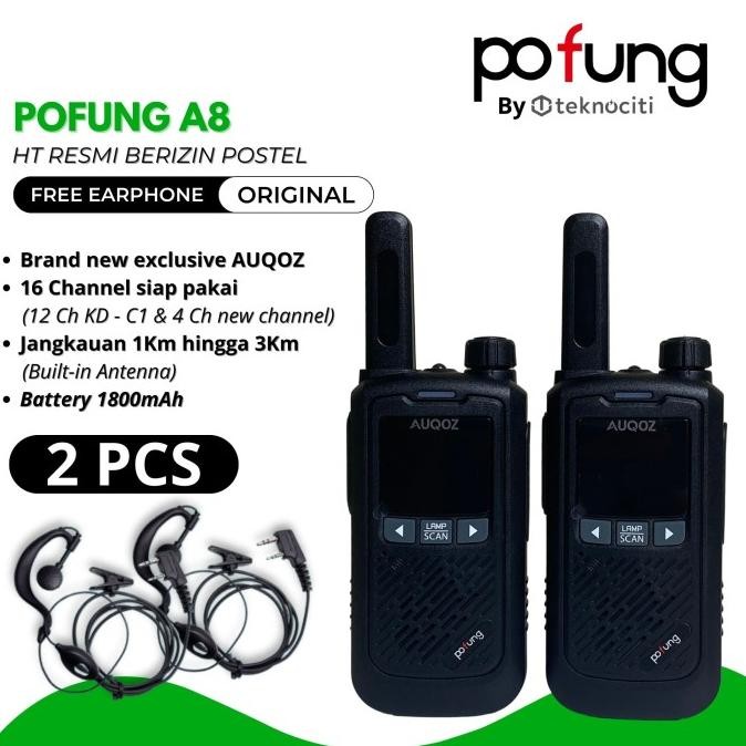 AUQOZ x Pofung A8 Walkie Talkie 2 Pcs - Radio HT 888s Pro Max 99CH