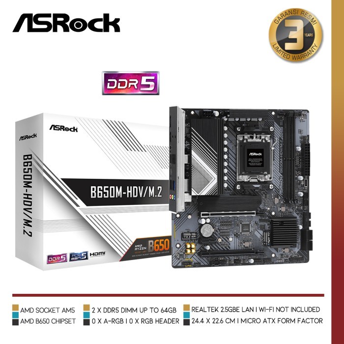 ASROCK B650M-HDV/M.2 Motherboad AMD B650 Ryzen AM5