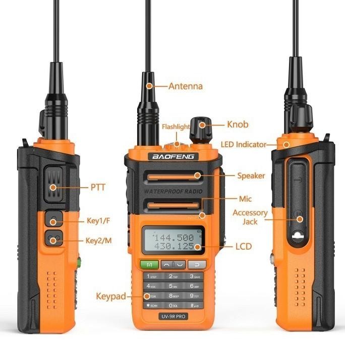 HT Waterproof Baofeng UV9R Pro Walkie Talkie UV9R Pro Anti Air Dualband VHF UHF