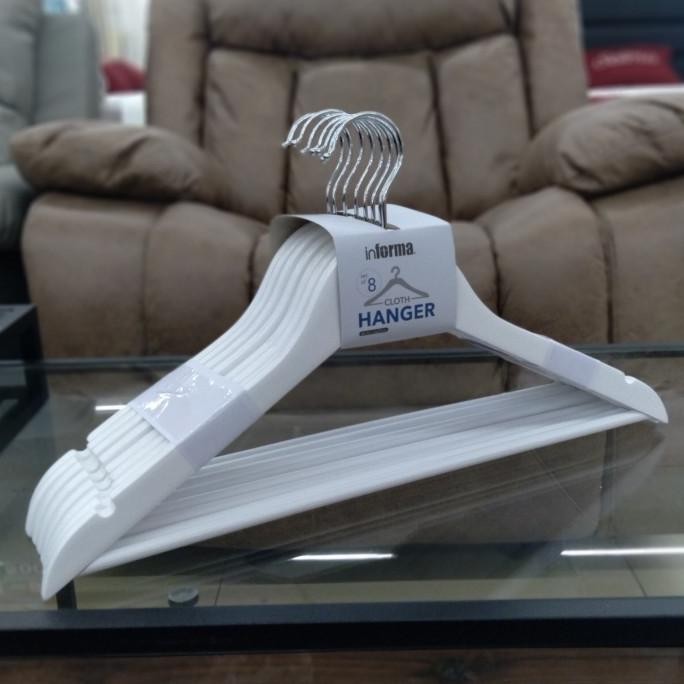 Hanger informa 8 pcs putih white gantungan baju hanger kayu set