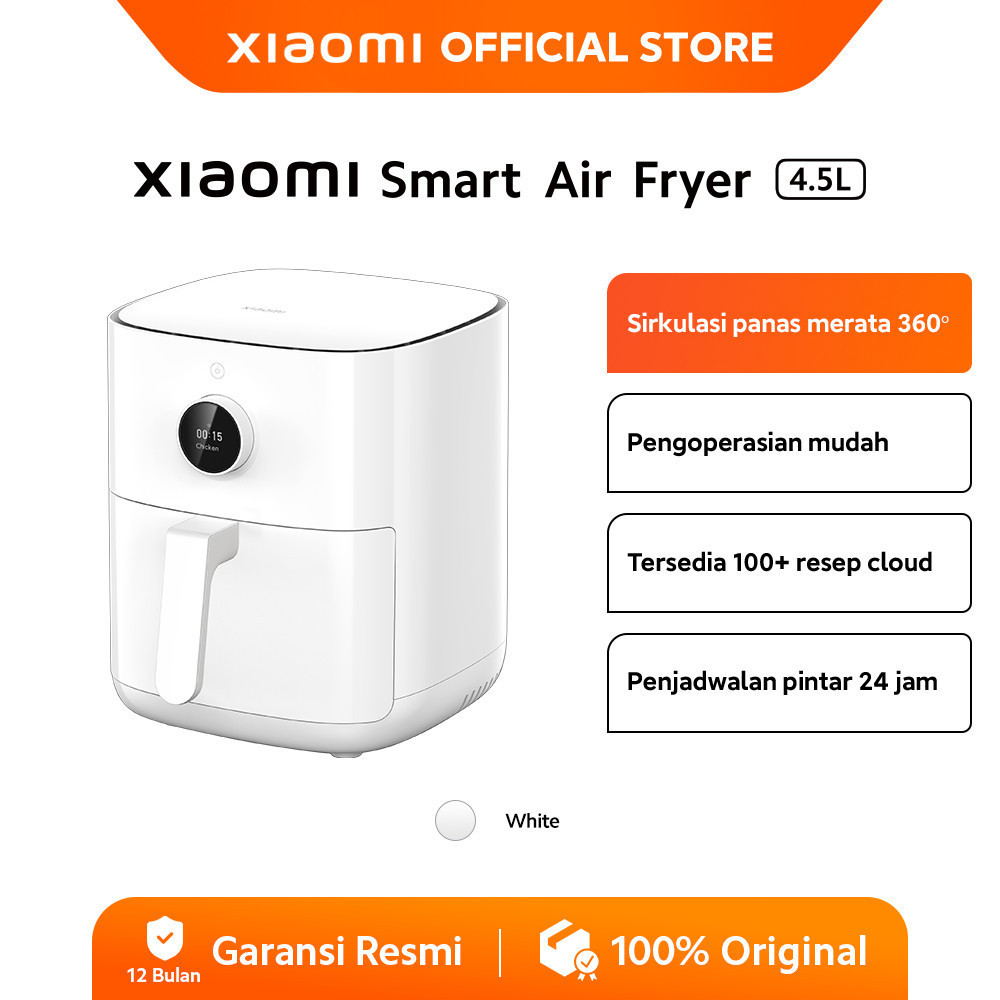 Xiaomi Smart Air Fryer 4.5L | Free 100+ resep dari aplikasi | Kontrol Suara | Pengoperasian mudah | 