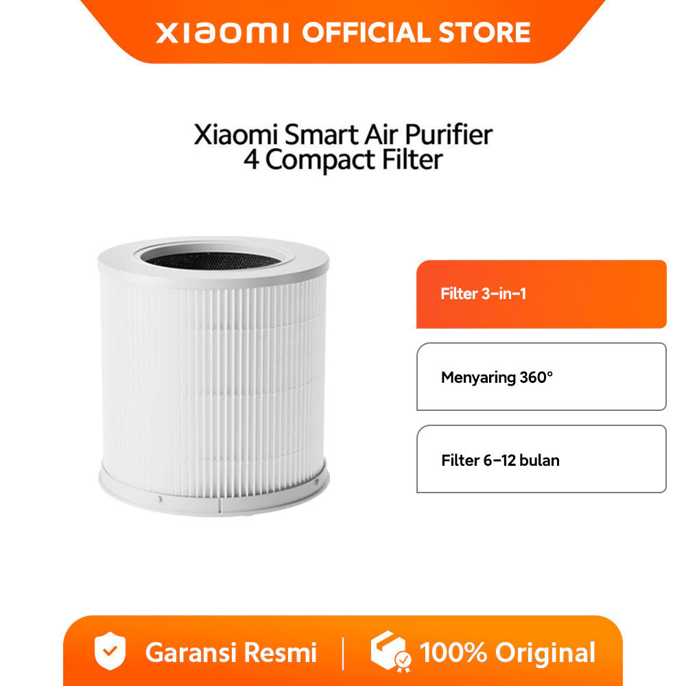 Xiaomi Air Purifier 4 Compact Filter | Menyaring Secara 360° partikel besar | Filter 3-in-1 | Tahan 