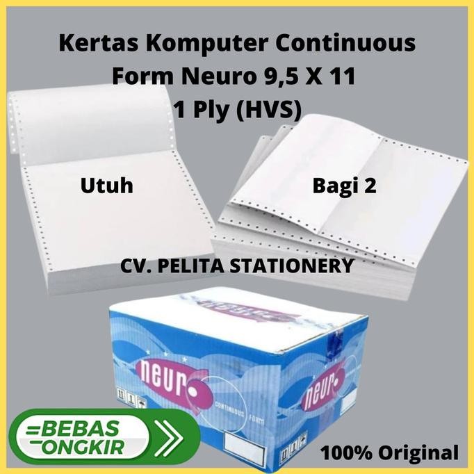 

TERBARU - Kertas Neuro Continuous Form 9 1/2 X 11 1 Ply /2 (K1:2) Paper HVS