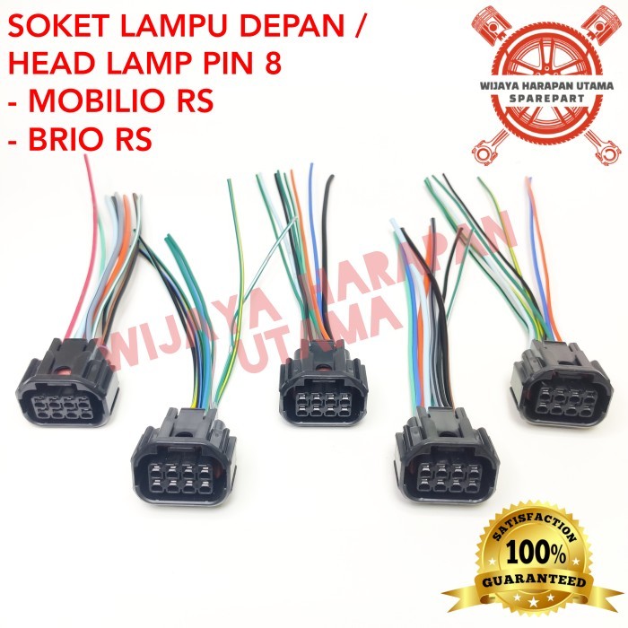 SOKET HEAD LAMP LAMPU DEPAN MOBILIO RS BRIO RS HEADLAMP PIN 8 GARANSI