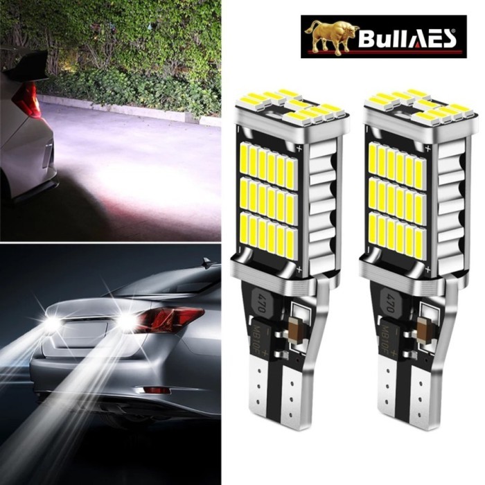 LAMPU LED T10 PREMIUM 45 LED SEPASANG MERK BULLAES - PUTIH