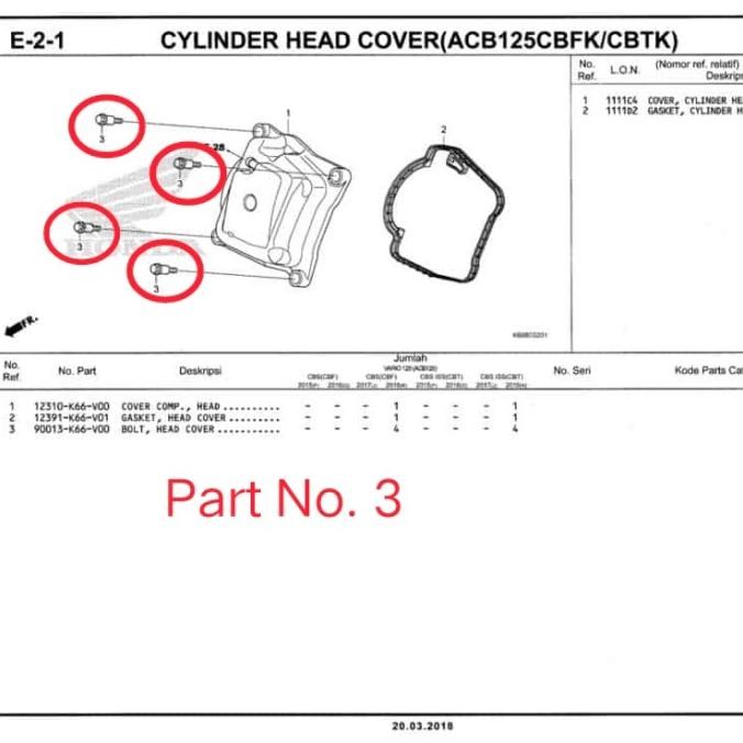 bolt head cover/baut tutup klep vario 125 esp (90013-k66-v00)-ahm 