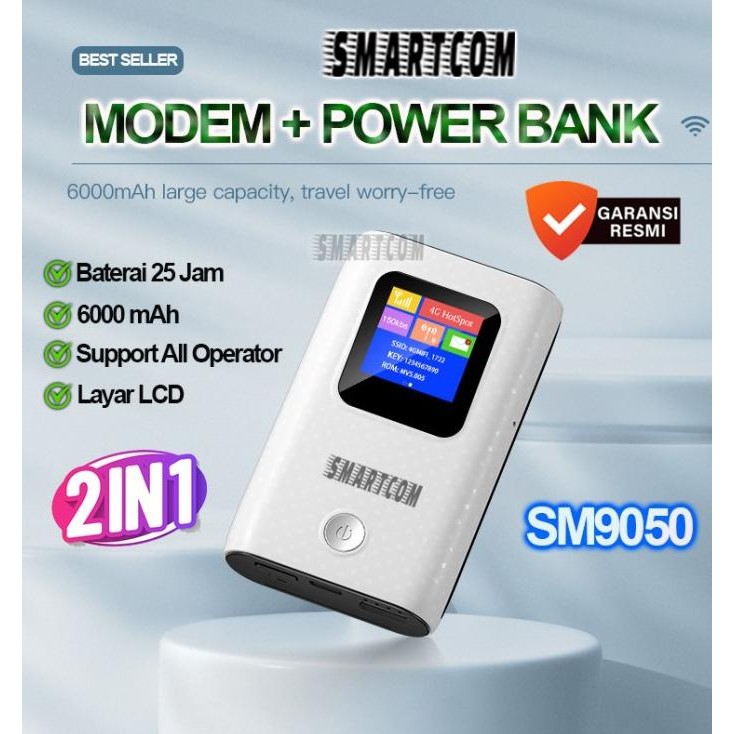 Modem Wifi 4G LTE with Power Bank SMARTCOM SM9050 PRO 6000mAh