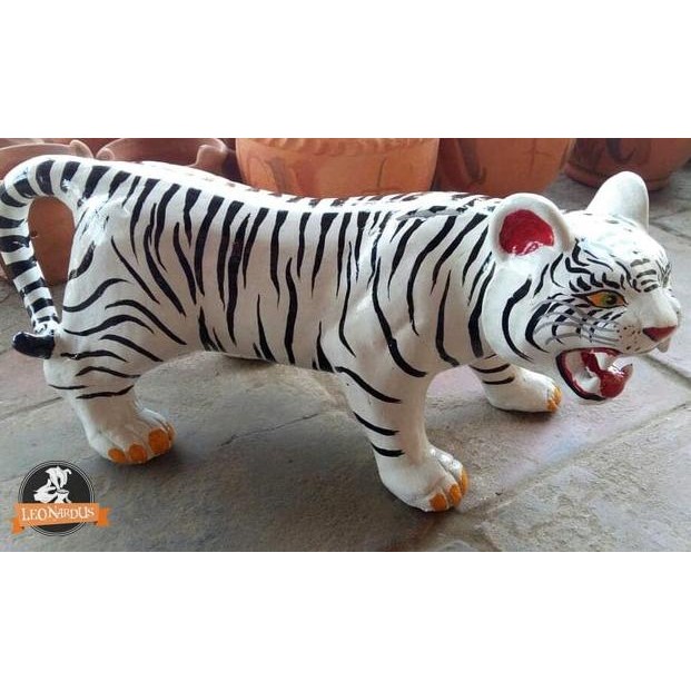 Celengan Harimau White Jumbo Gerabah Unik Tanah Liat Bakar AGR