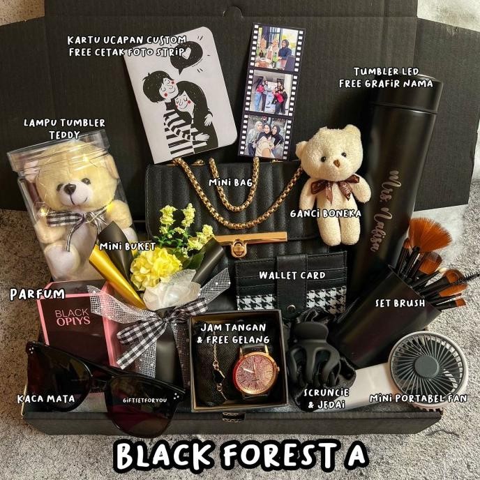 KADO CEWEK HAMPERS WANITA HADIAH ULANG TAHUN CEWEK BLACK EDITION HADIAH WISUDA CEWEK HAMPERS GIFT BO