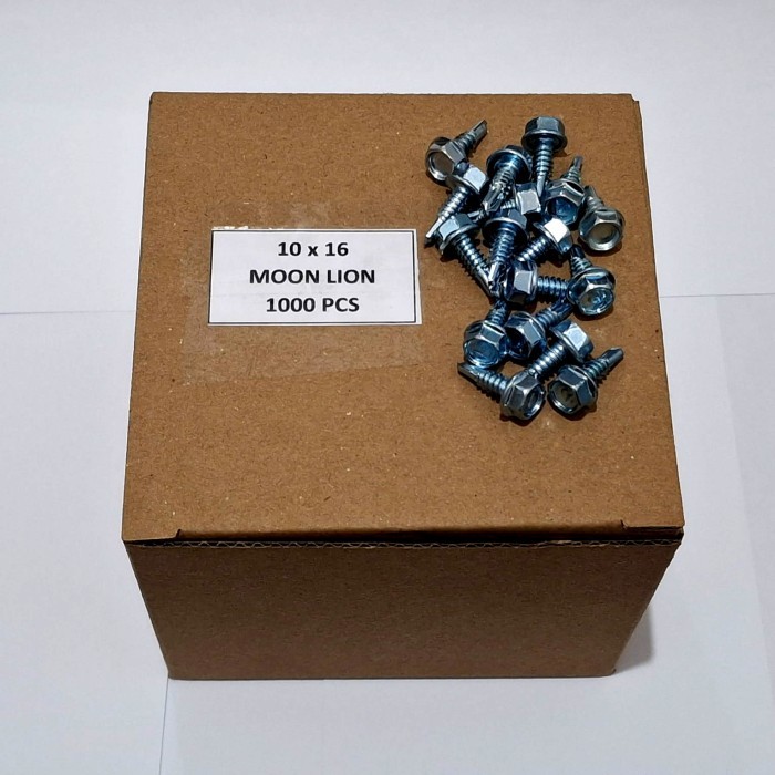 1000 Pcs Skrup Baja Ringan 10x16 Lion / Baut Baja Ringan Moon Lion 10 x 16
