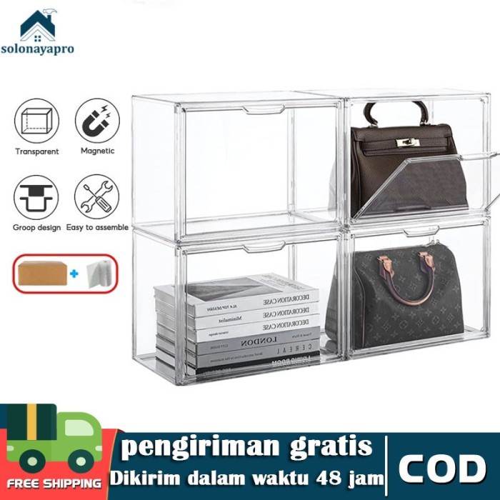 BERGARANSI Kotak Box Plastik Transparent Wadah Tempat Penyimpanan Sepatu Tas Mainan Anak Buku