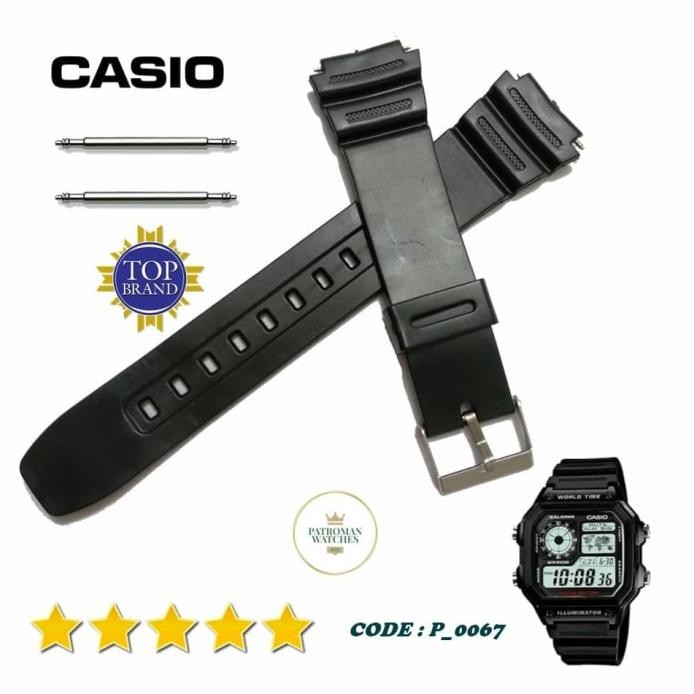 TALI JAM TANGAN CASIO AE1300 / STRAP CASIO AE-1300 RUBBER STRAP HITAM