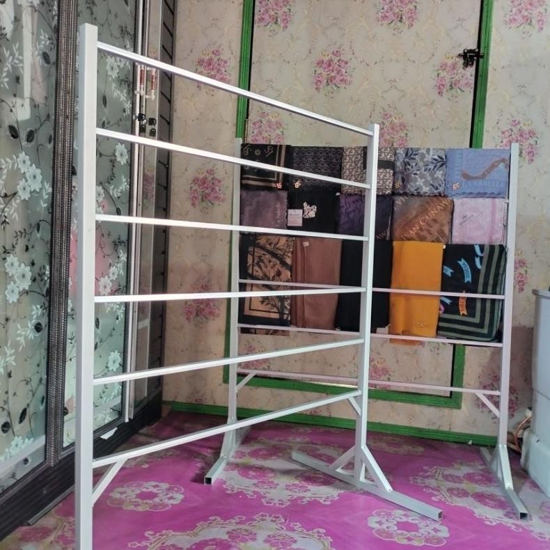 Rak Susun Display Jualan Kerudung Pipa Pvc/Jilbab/Hijab/ Rak Gantung/Rak Display Kertas Kado Pakai B