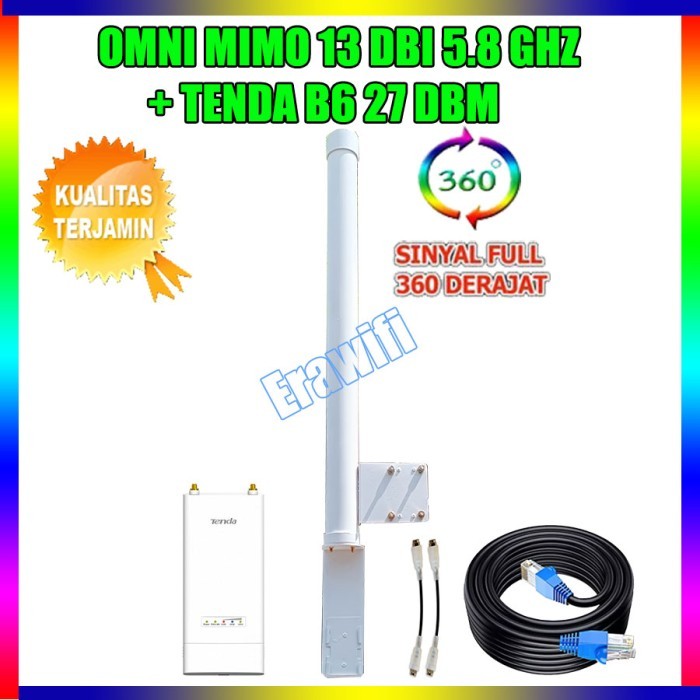 Antena Wifi Outdoor Omni Mimo 13 dBi 5.8 GHz + Tenda B6 27 dBm 5.8 GHz