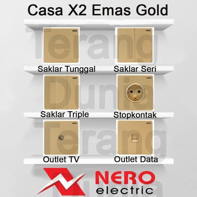 Original Saklar Nero Gold Casa X2 Gold Stopkontak Nero Gold Saklar Nero Emas