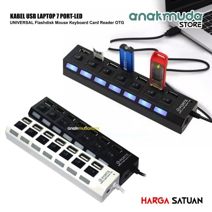 sale usb laptop pc kabel data hub 7 port led dan saklar colokan flashdisk