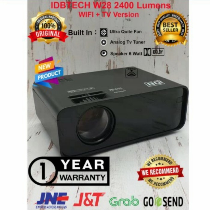 TERBARU proyektor mini IDBTECH W28wifi+tv tuner mini 2400 ansilumens