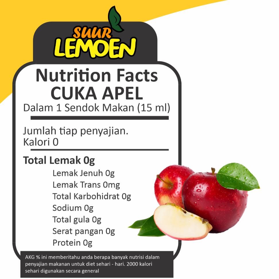 

Cuka Apel - Organic Cider Vinegar - Paket Hemat 2 Liter - Halal