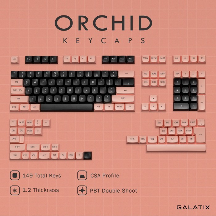 KEYCAPS ORCHID CSA PROFILE PBT DOUBLE SHOOT